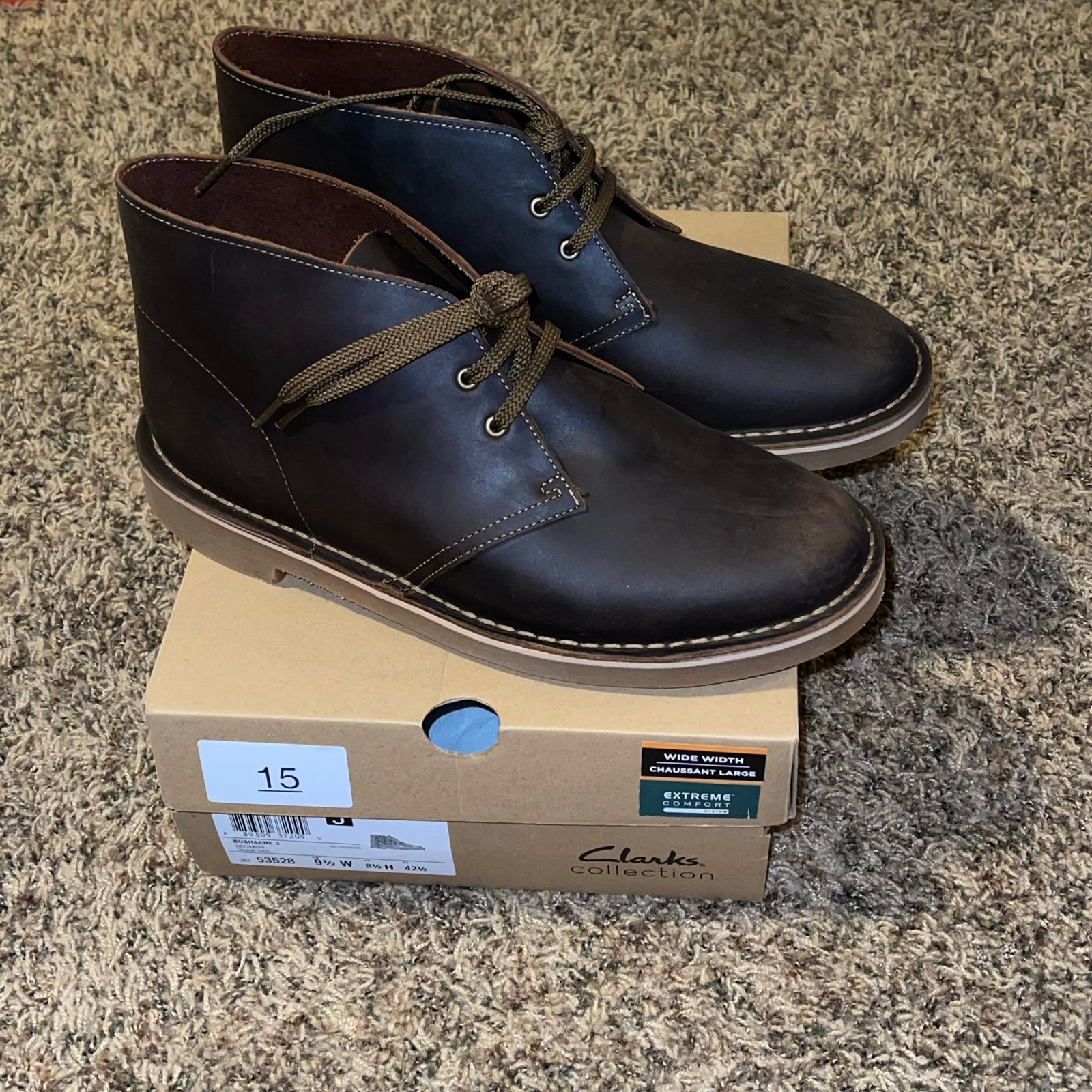 Clarks Men's Bushacre 3 Chukka Boot Beeswax Brown Leather Size 9.5 Wide New