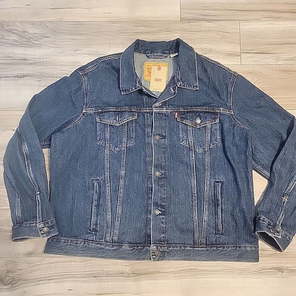 NWT Levi's Trucker Jacket Mens XXL Blue Denim Jean Button Up Coat Pockets