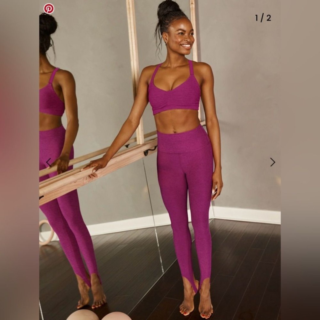 Beyond Yoga Spacedye Well Rounded Stirrup Legging pink magenta size S