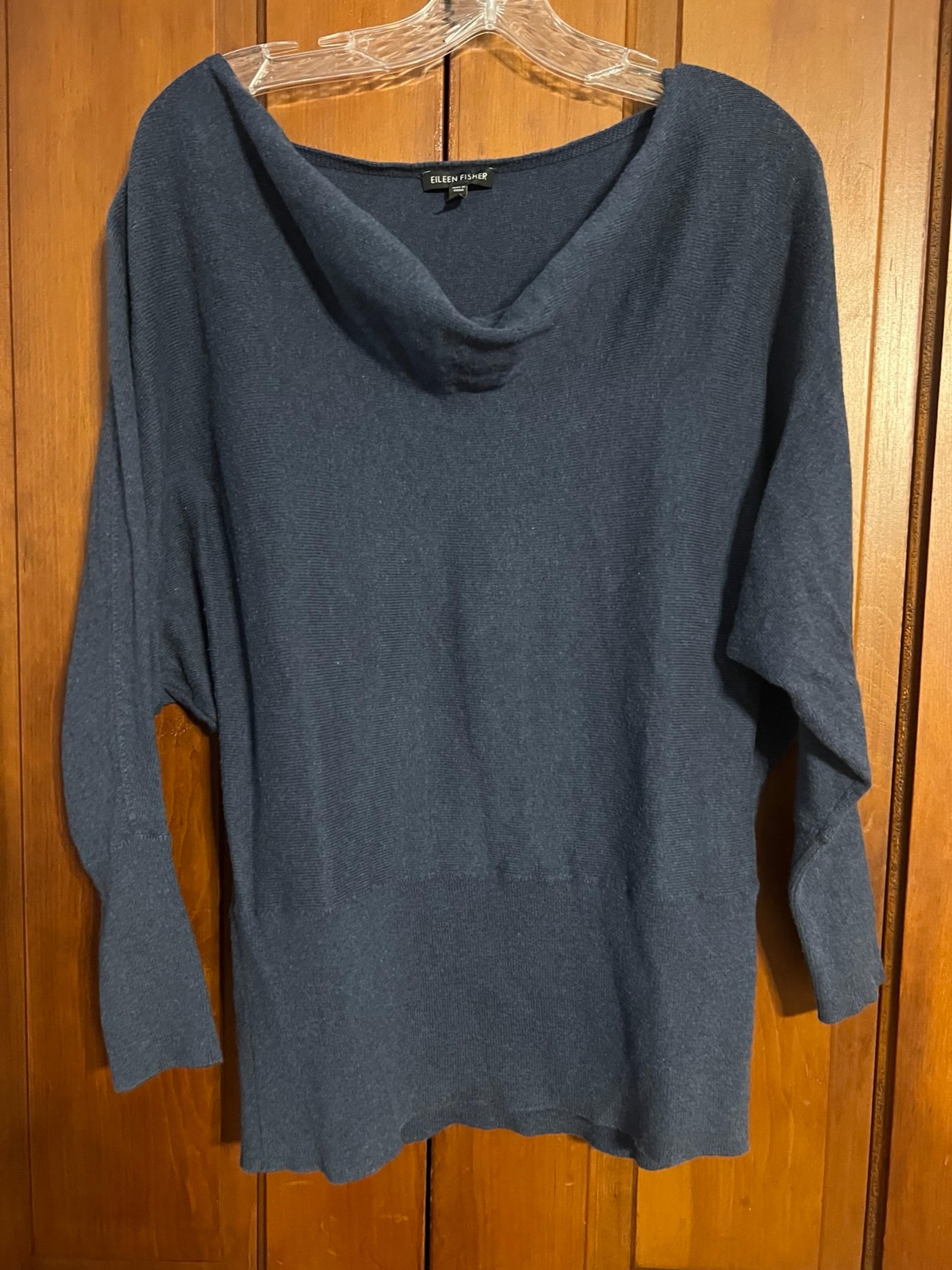 Eileen Fisher Organic Cotton Cashmere Women’s Sz Medium Cowl Boat Neck Sweater