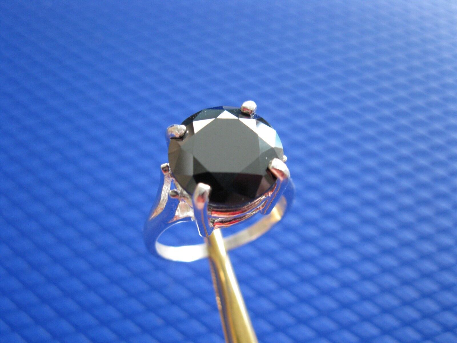 4.13ct 100% REAL NATURAL BLACK DIAMOND RING*CERTIFICA TE*FREE DIA TESTER SIze 7