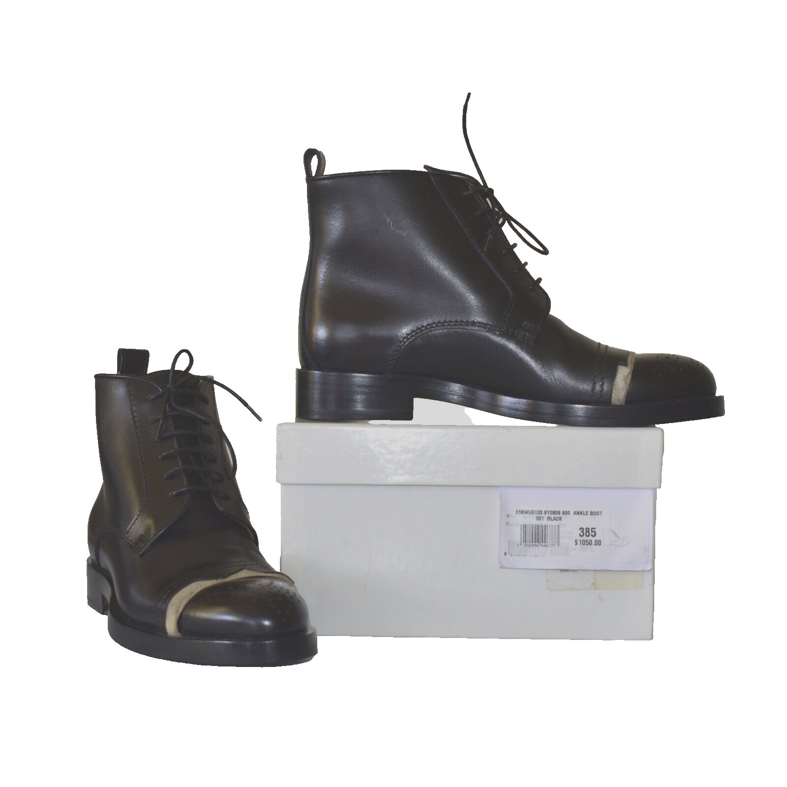 F0 NIB MAISON MARGIELA 22 Black Leather Lace-Up Ankle Boot Shoes Size 38.5 1050