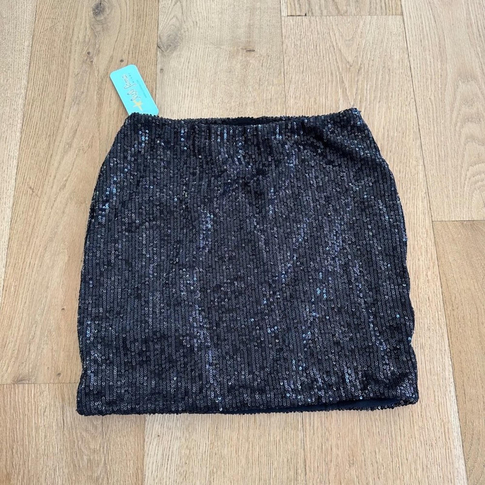 Luli Fama Chasing Stars Sequins Mini Skirt in Black