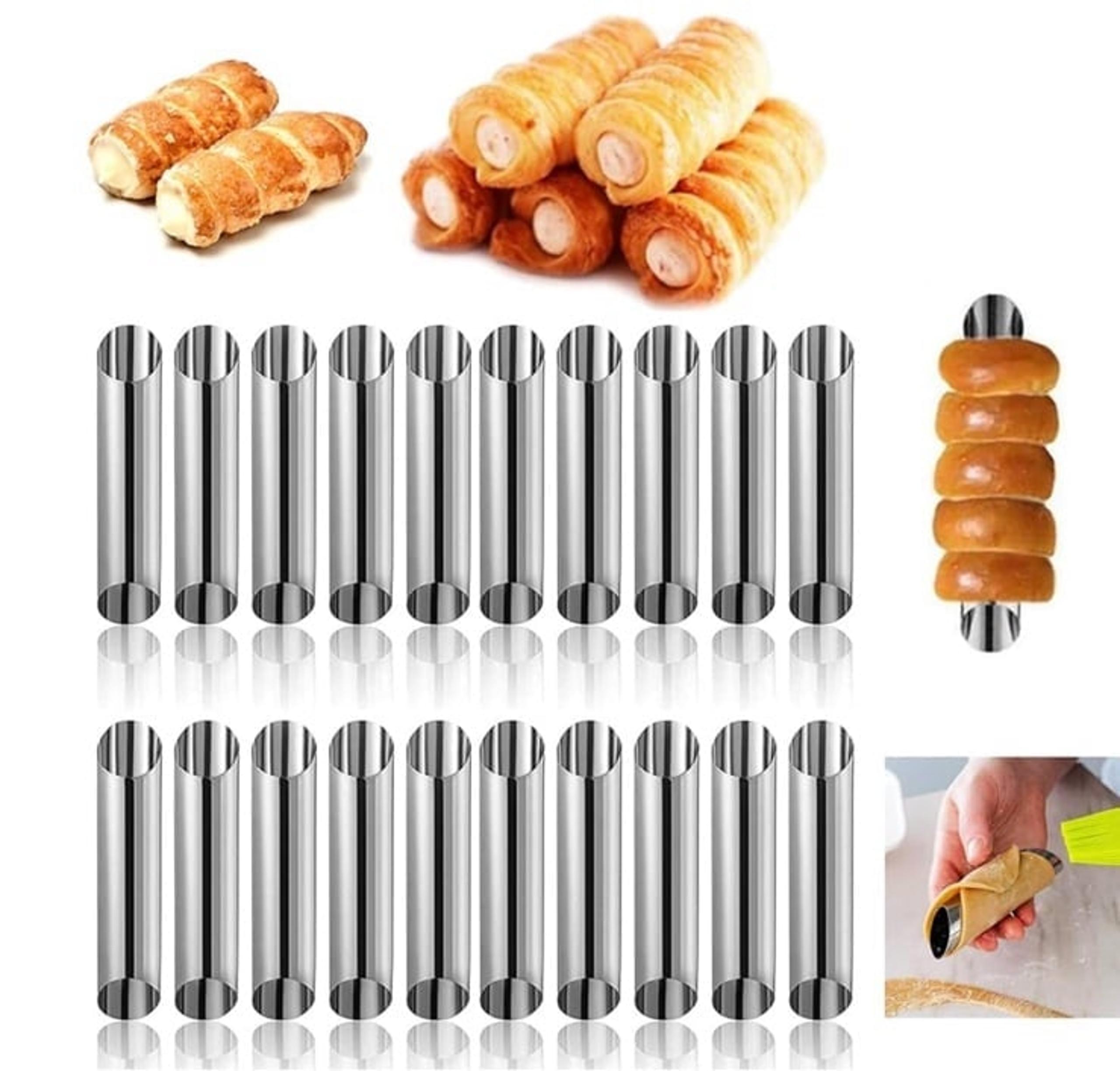16 PCS Non-Stick Cream Horn Molds Stainless Steel, Cannoli Tubes 5”