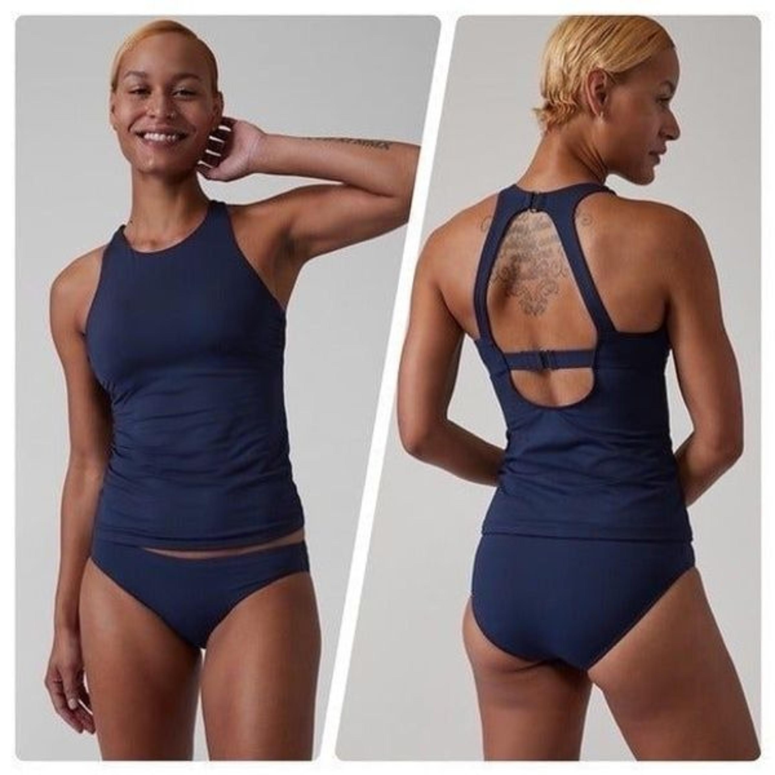 ATHLETA Size 34D/DD Maldives Bra Cup Tankini Top Dress Blue #405829