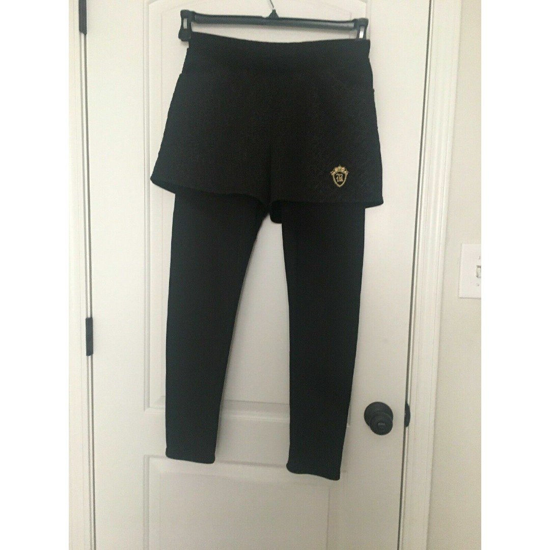 LR Scoop Girls Graphic Print Leggings Pants Attached Shorts Size XL Black