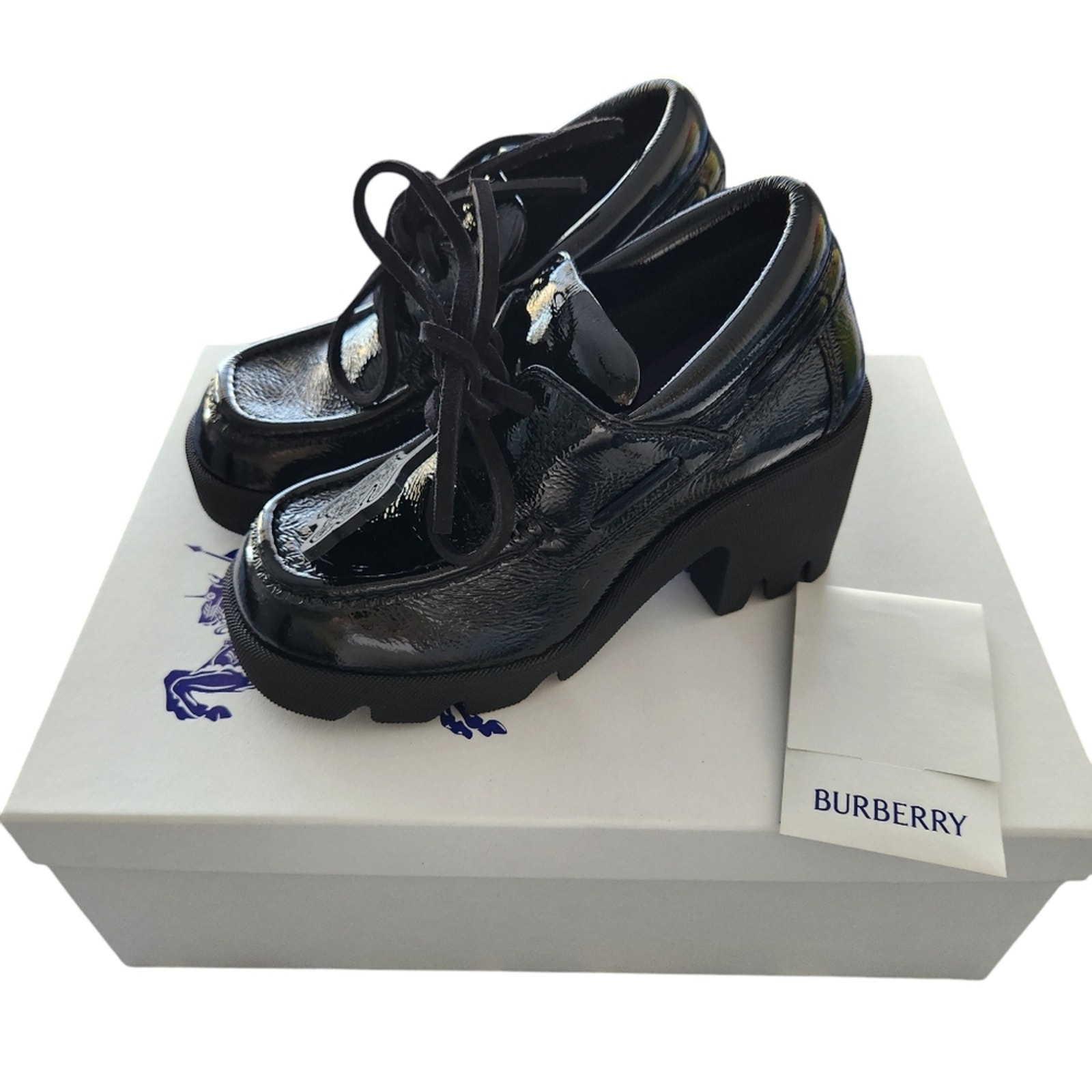 BURBERRY Stride Black Leather Loafers 36 Luxury Designer Classic Grunge Academia