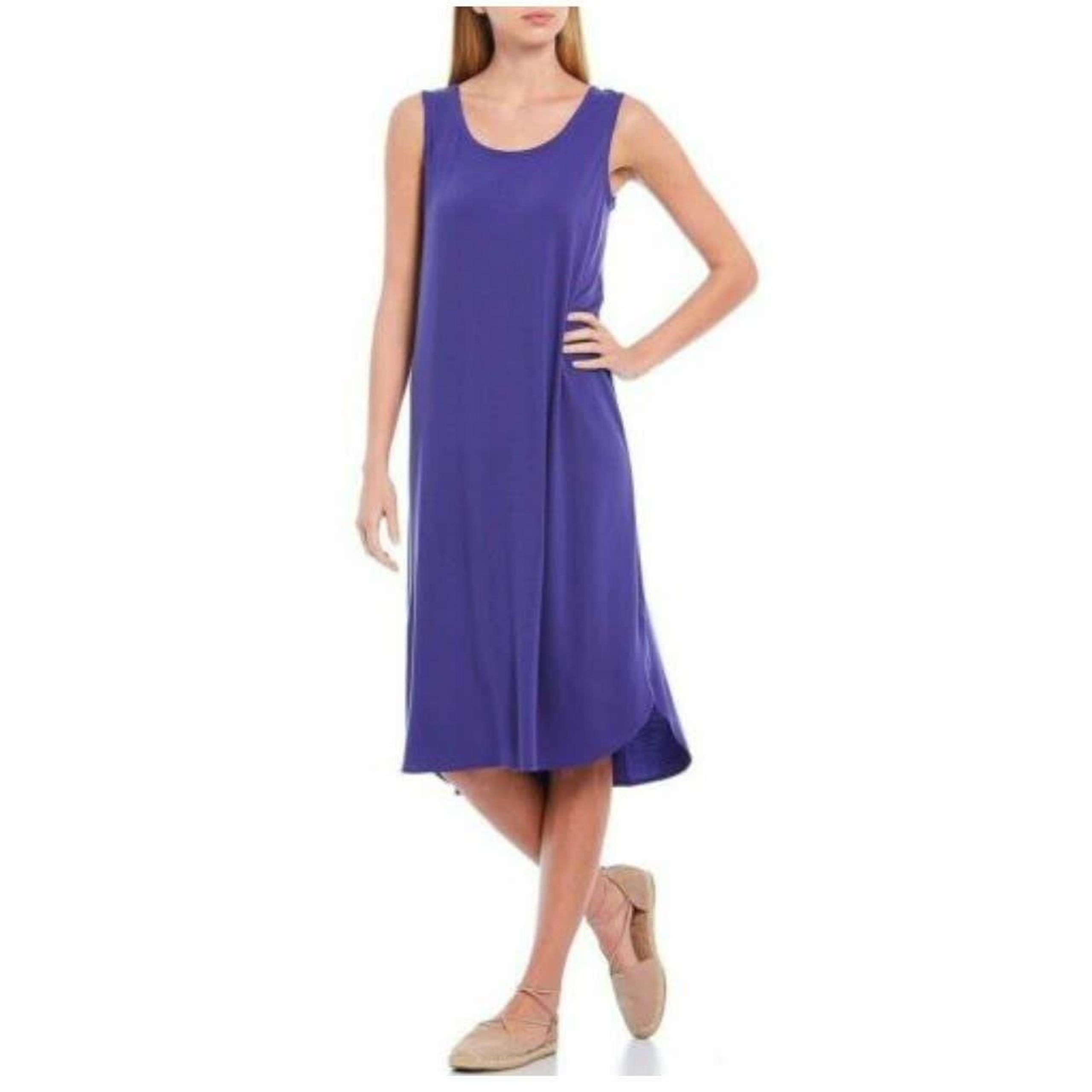 Eileen Fisher Fine Tensel Jersey Tank Athena Purple Dress NWT Size XXS
