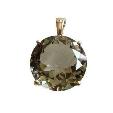 10.60Ct Natural Round Green Amethyst Solitaire Pendant 14k Yellow Gold