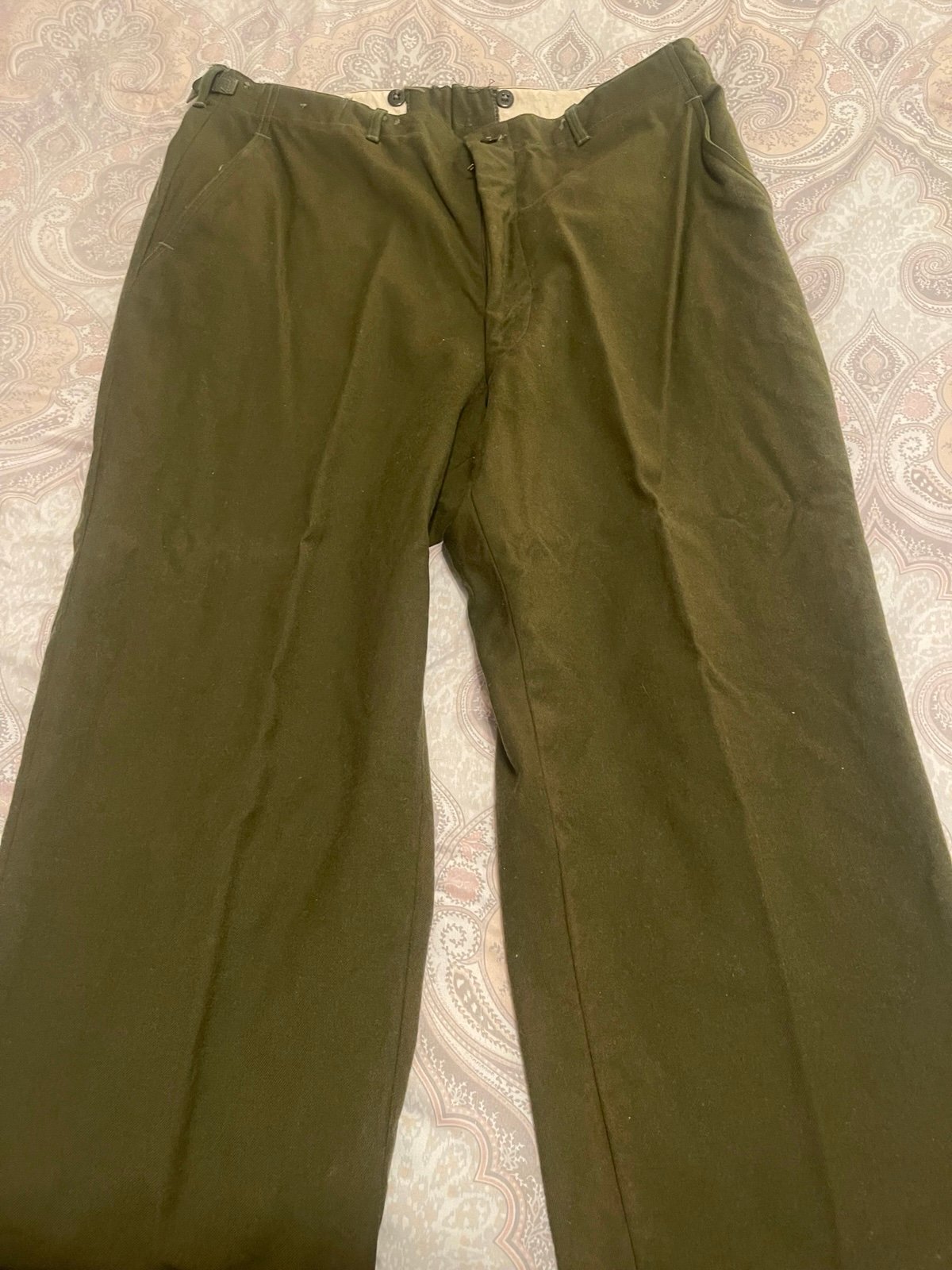 VTG Military Pants Mens Large Long Green M-1951 Wool Field Trousers US Army