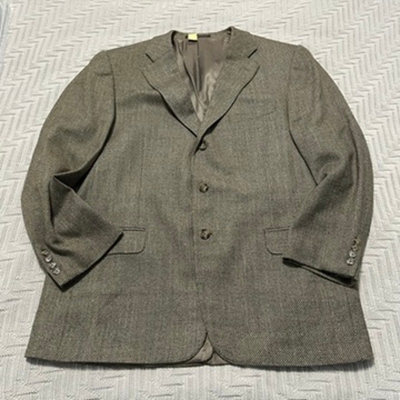Ermenegildo Zegna brown tweed cashmere three button blazer size 46R