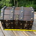 Vintage Wood Pirate Treasure Chest Jewelry Box Gothic Lion Heads Chains