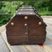 Vintage Wood Pirate Treasure Chest Jewelry Box Gothic Lion Heads Chains