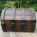 Vintage Wood Pirate Treasure Chest Jewelry Box Gothic Lion Heads Chains