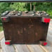 Vintage Wood Pirate Treasure Chest Jewelry Box Gothic Lion Heads Chains