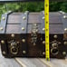 Vintage Wood Pirate Treasure Chest Jewelry Box Gothic Lion Heads Chains