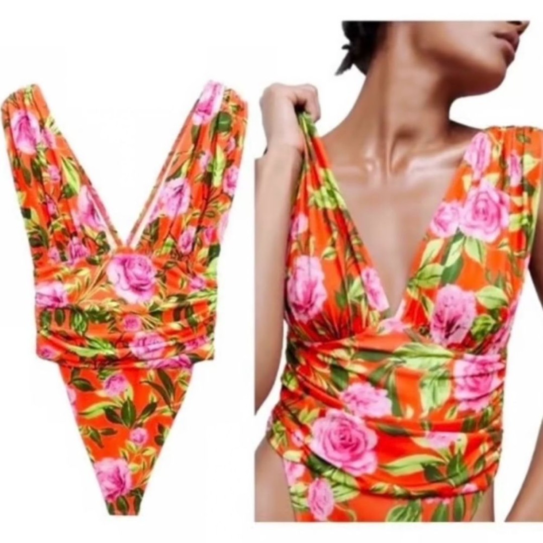 ZARA NWT Vibrant Floral Bodysuit size small