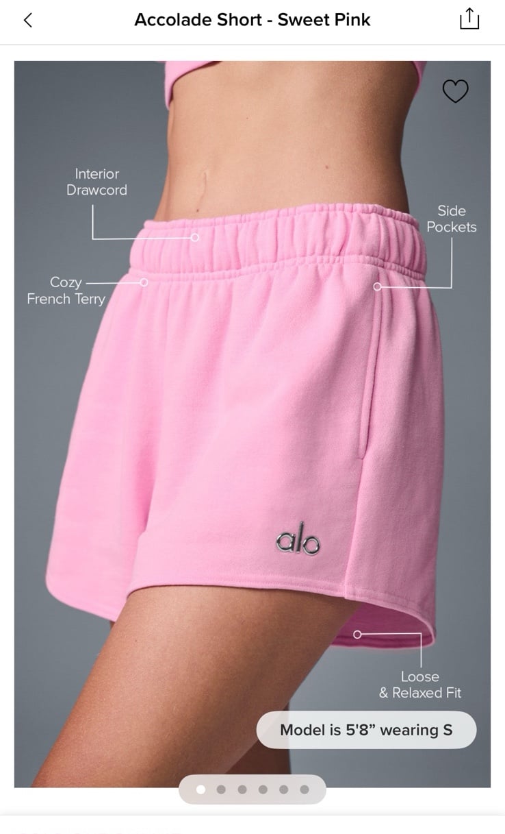 Alo Accolade Shorts in Sweet Pink