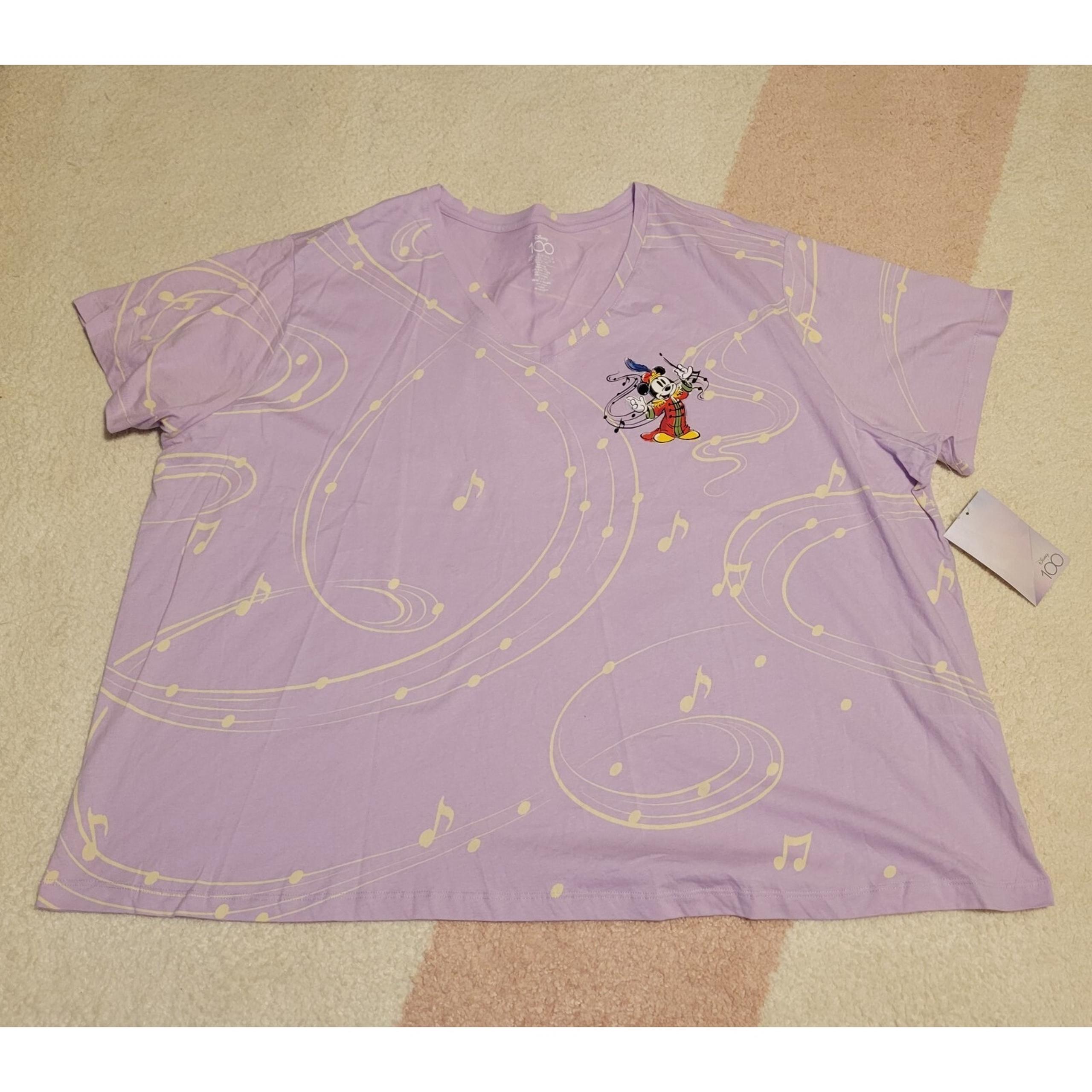 Disney Parks Disney 100 Band Leader Mickey Purple Shirt Size Adult 3X *NWT