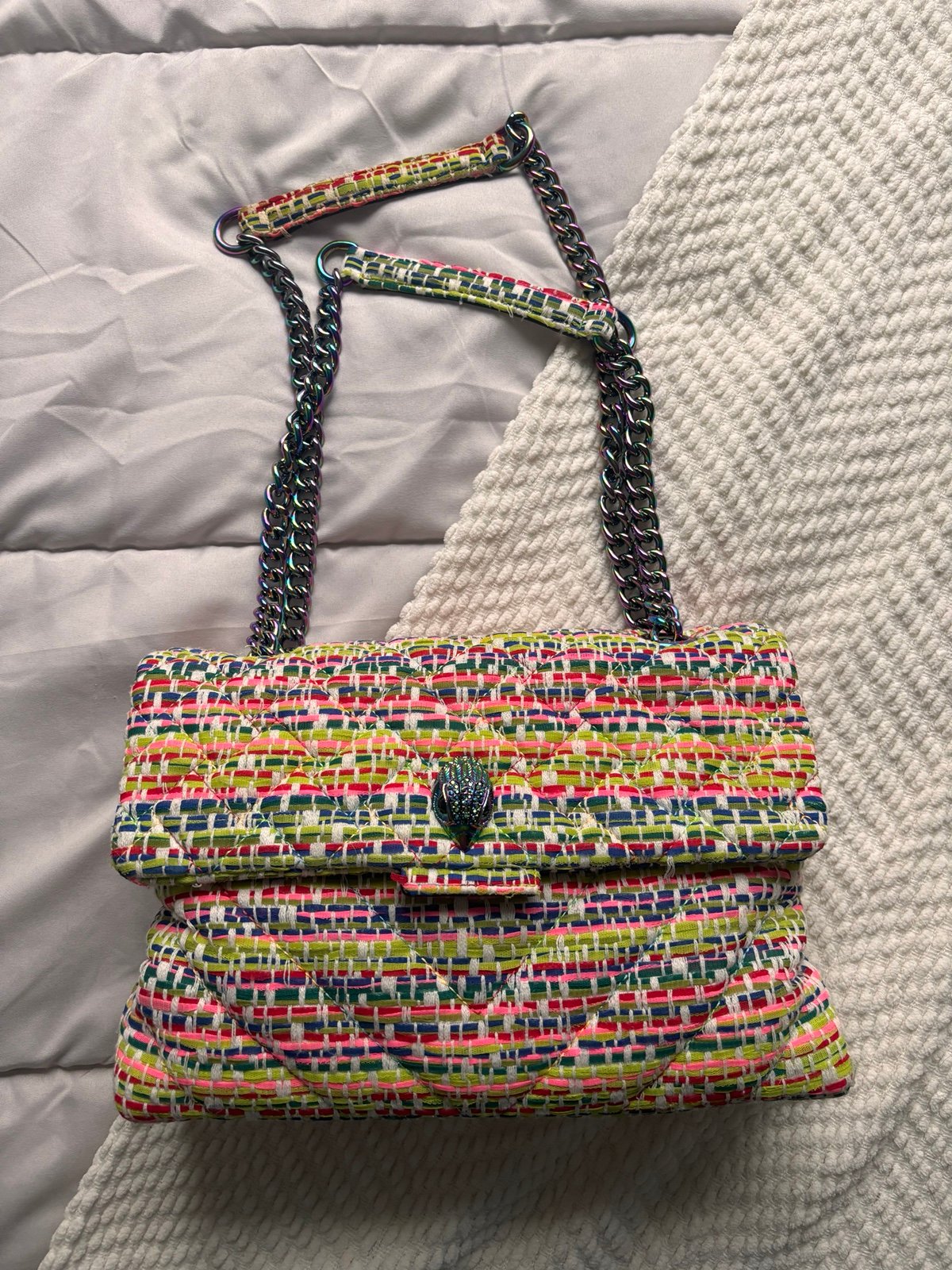 Large Kensington Tweed Shoulder Kurt Geiger in Green Multi
