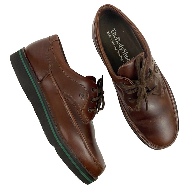 The Body Shoe Leather Oxford Walking Shoes by Hush Puppies Brown Mens 8.5EW