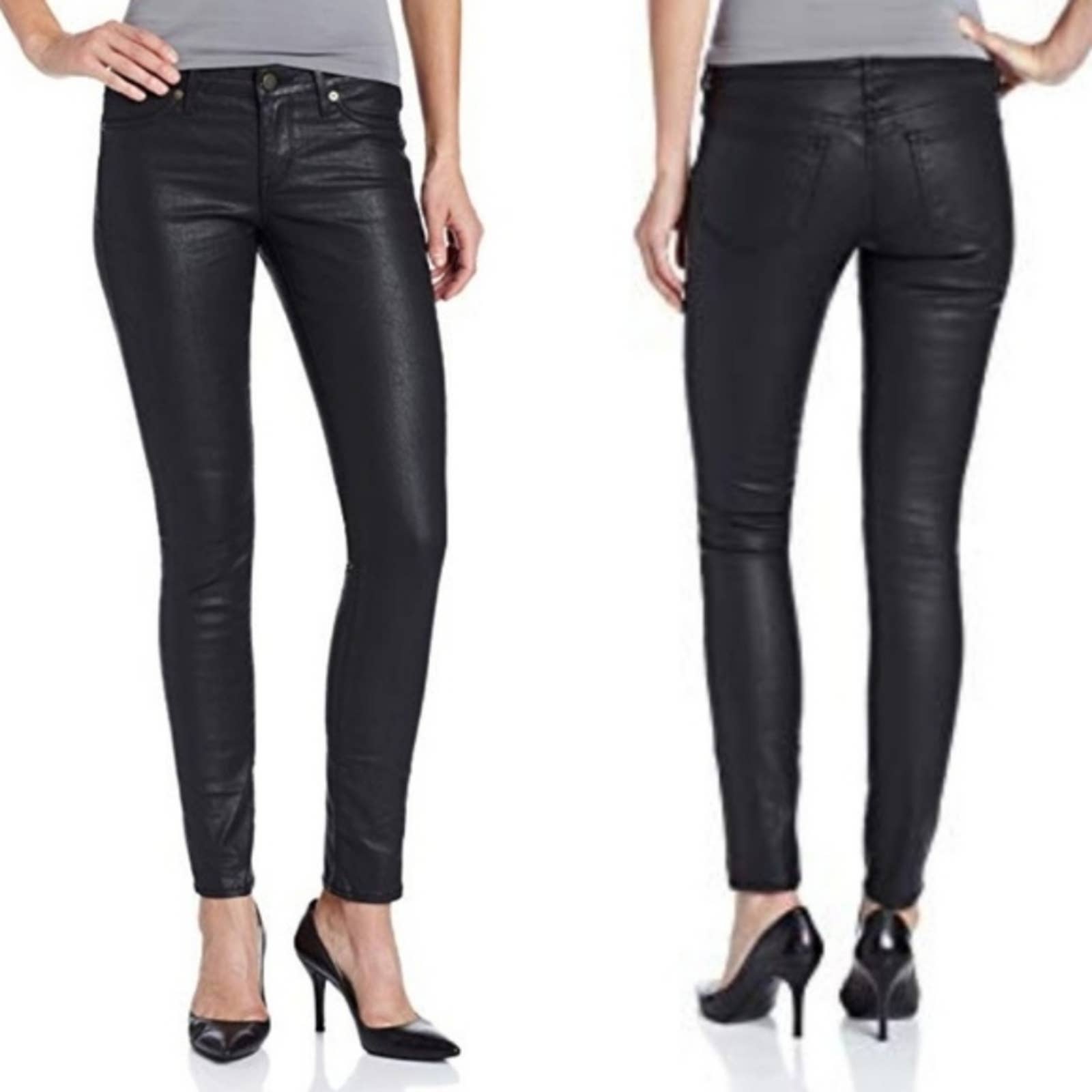 Rich & Skinny Black Slick Coated Jeans