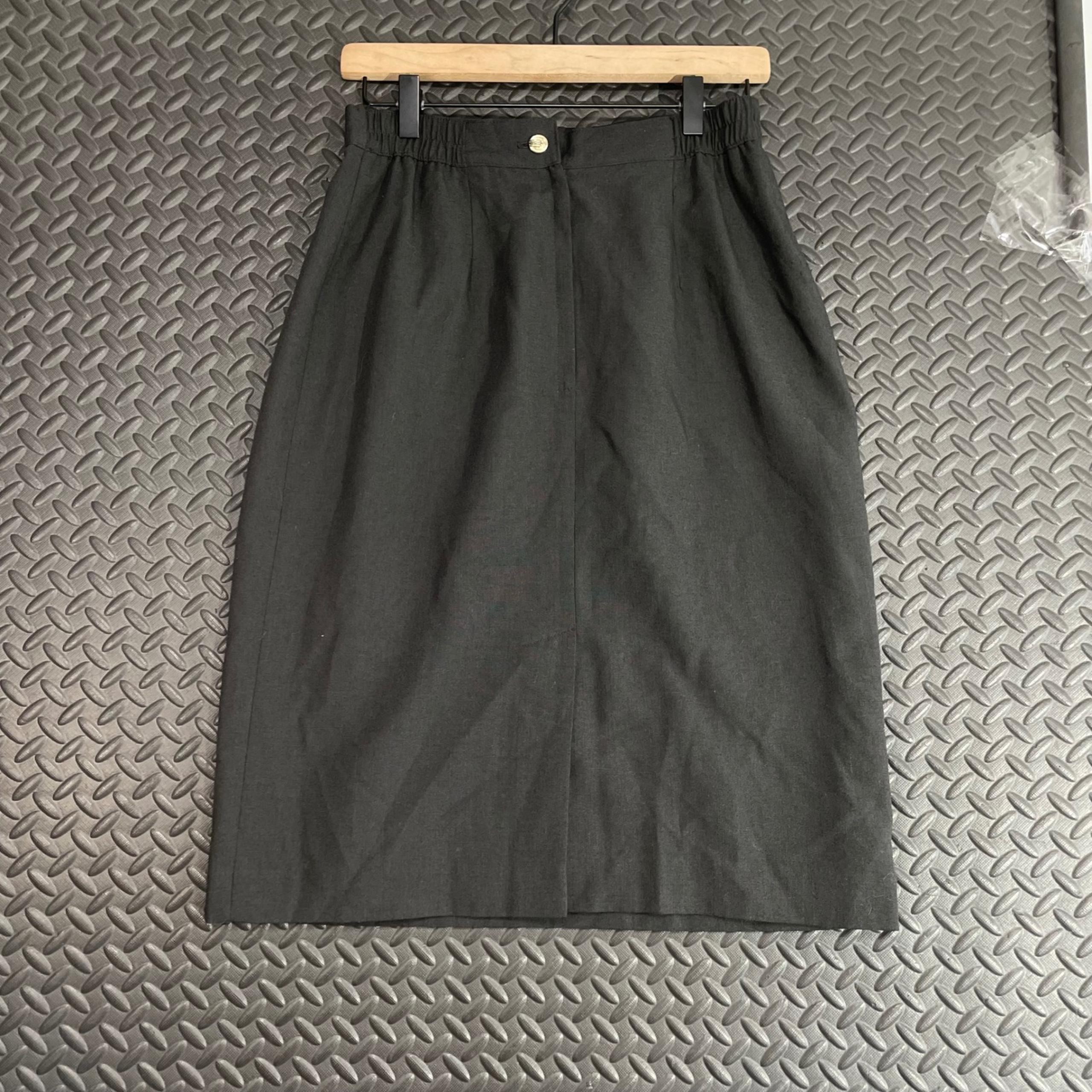 Vintage Block Island Petites by Marina Pappas Midi Pencil Skirt Black Women's 8