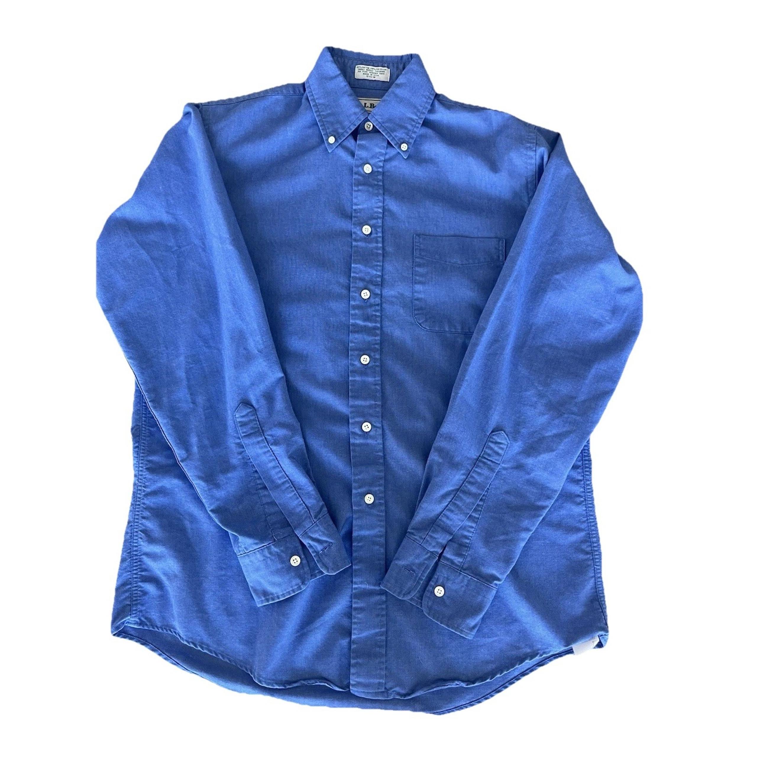 LL Bean Shirt Mens 15 1/2 - 36 Blue Long Sleeve Button Down Made In USA