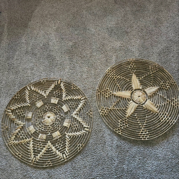Authentic Handcrafted 1970s Rattan Wall Decor discs