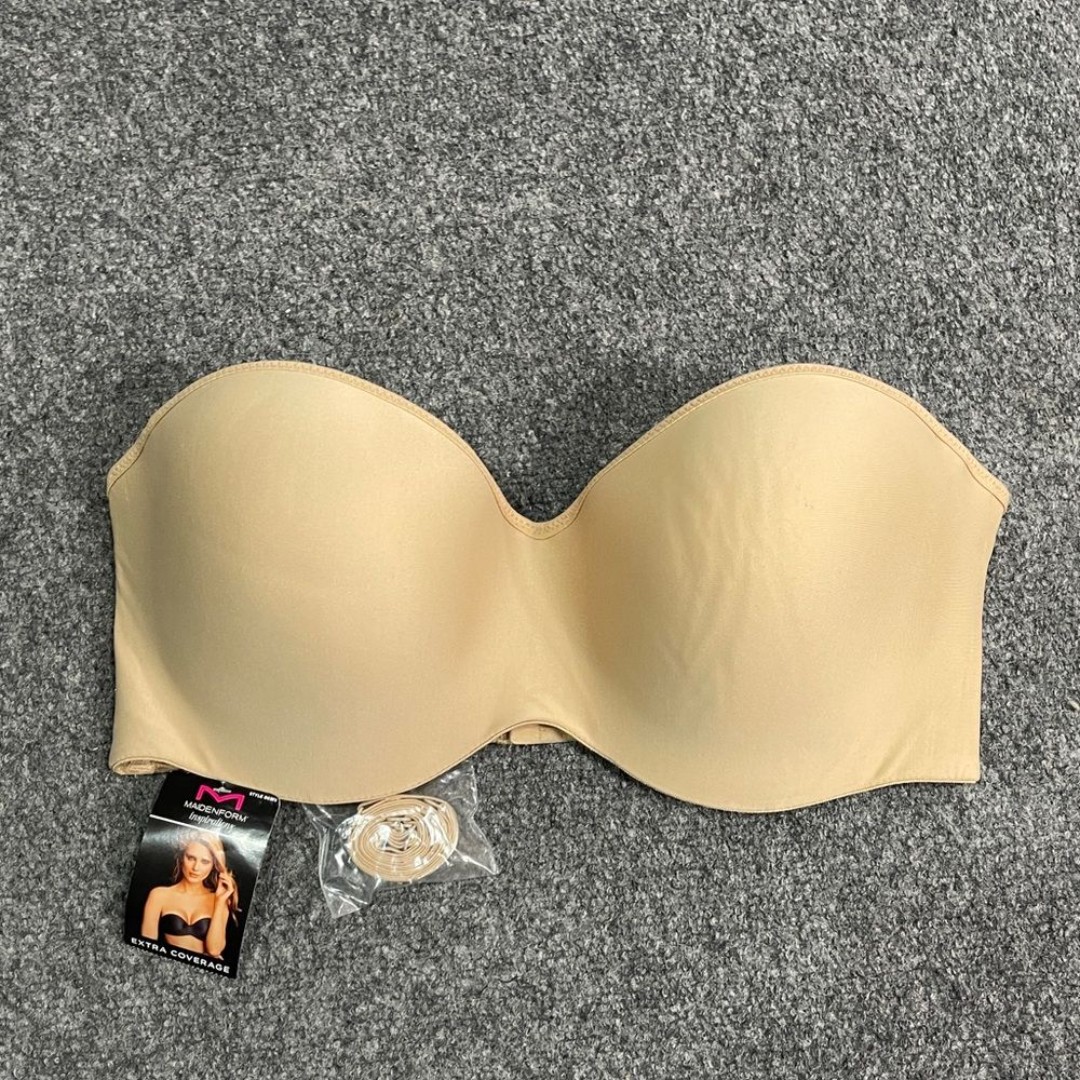 *NWT Maidenform Women’s Nude Extra Coverage Strapless Multi-Way Bra Sz 38…