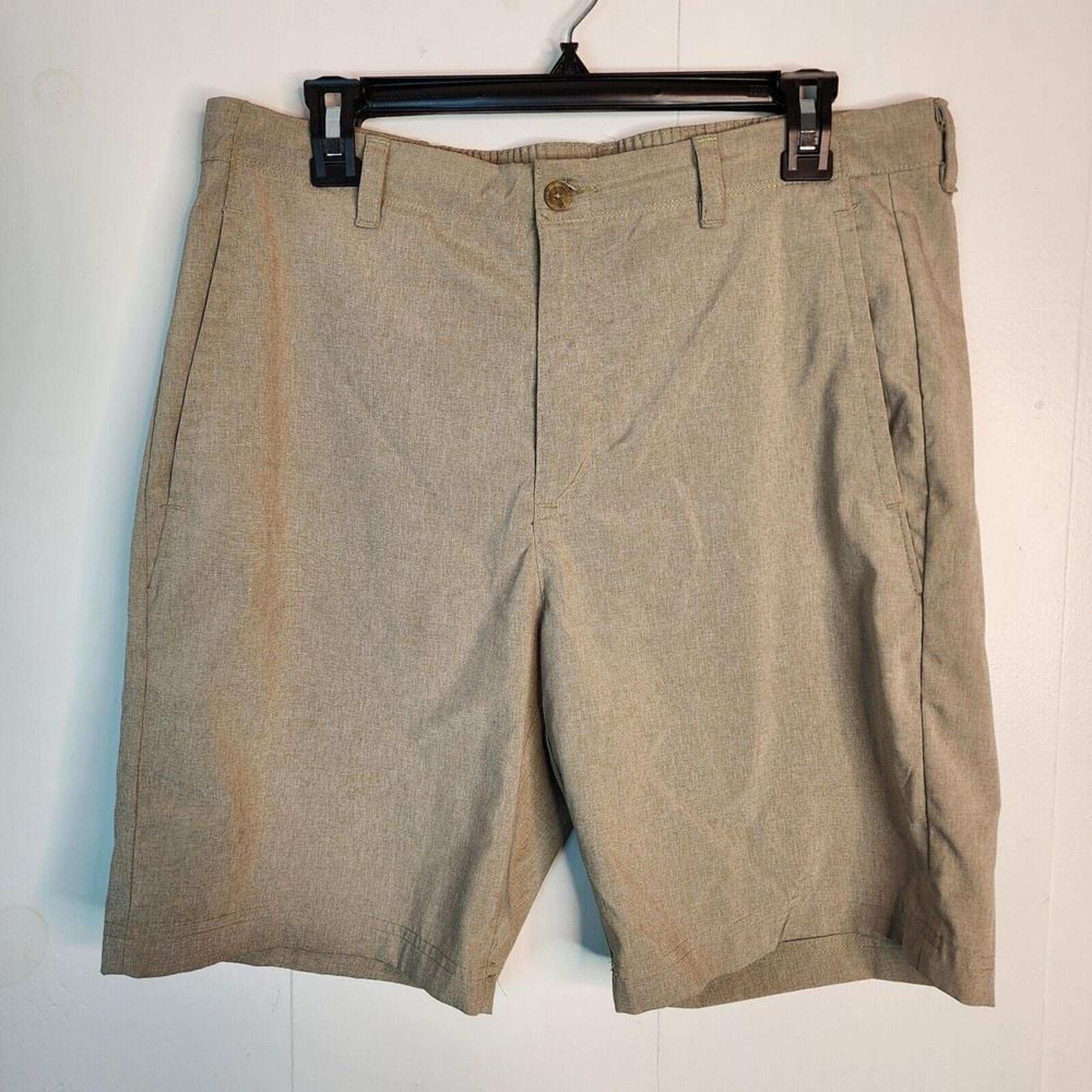 Nicklaus Mens Golf Shorts Khaki Heather Size 34 Elastic Drawstring