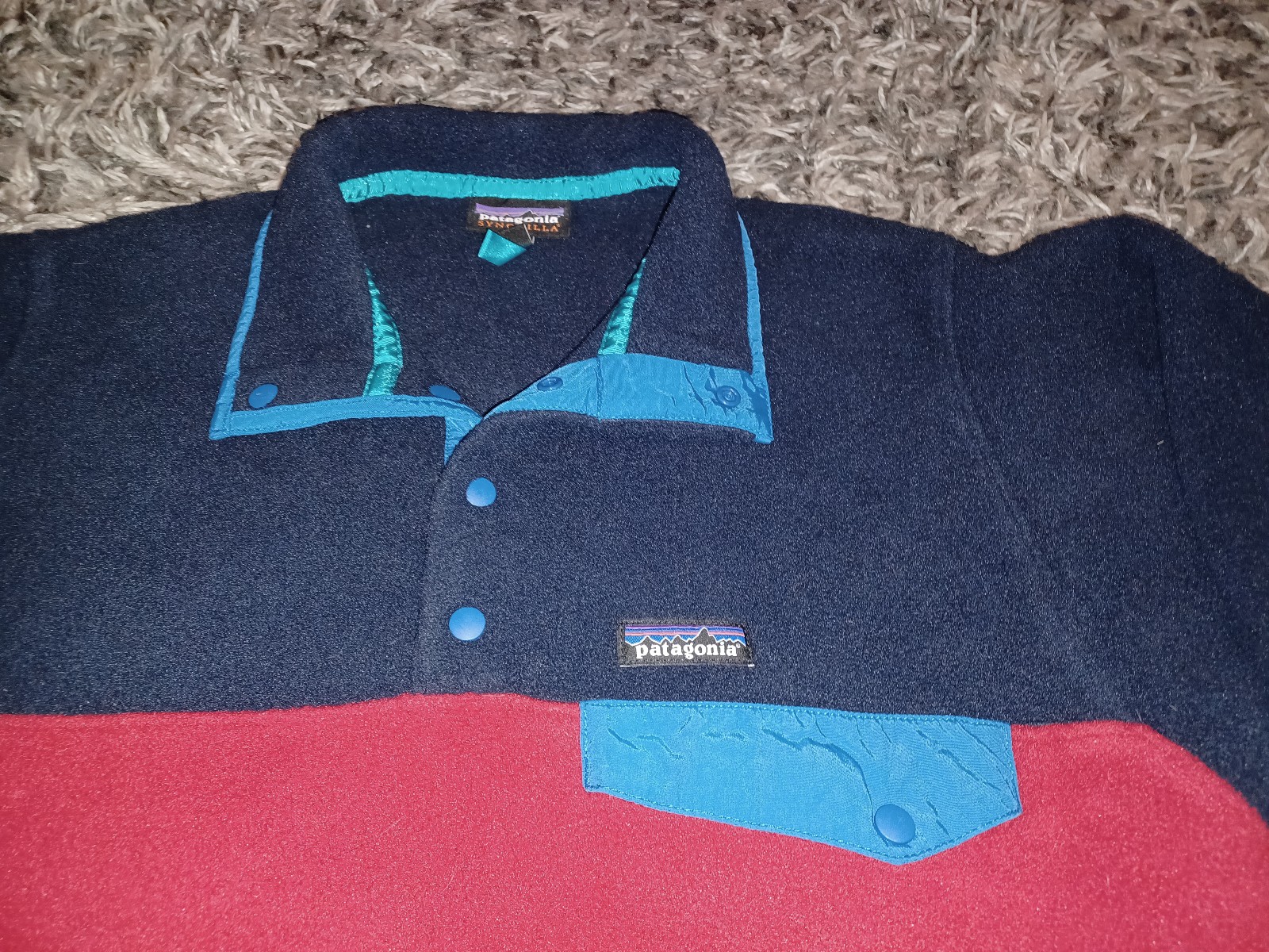 PATAGONIA BLUE store RED LIGHTWEIGHT SYNCHILLA SNAP T FLEECE PULLOVER SIZE MENS SMALL