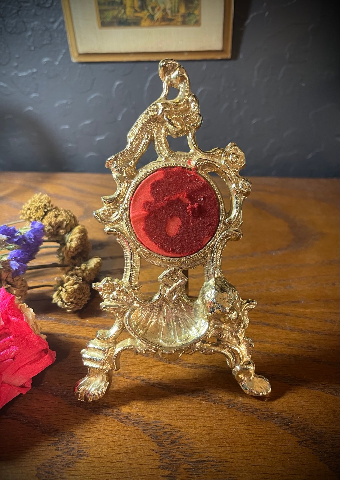 Antique Victorian baroque gold tone Pocket Watch Holder by V.I.P. Company