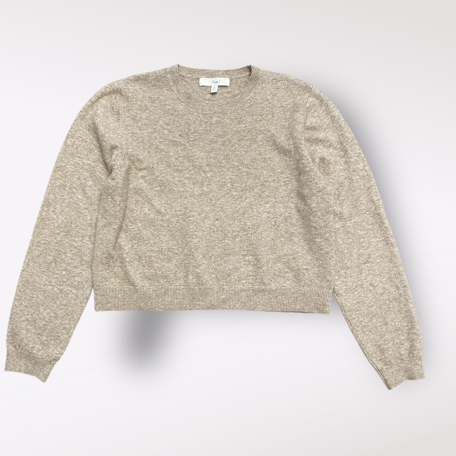 Ripe Maternity Sandy Crop Nursing Knit Sweater in Latte Size XL