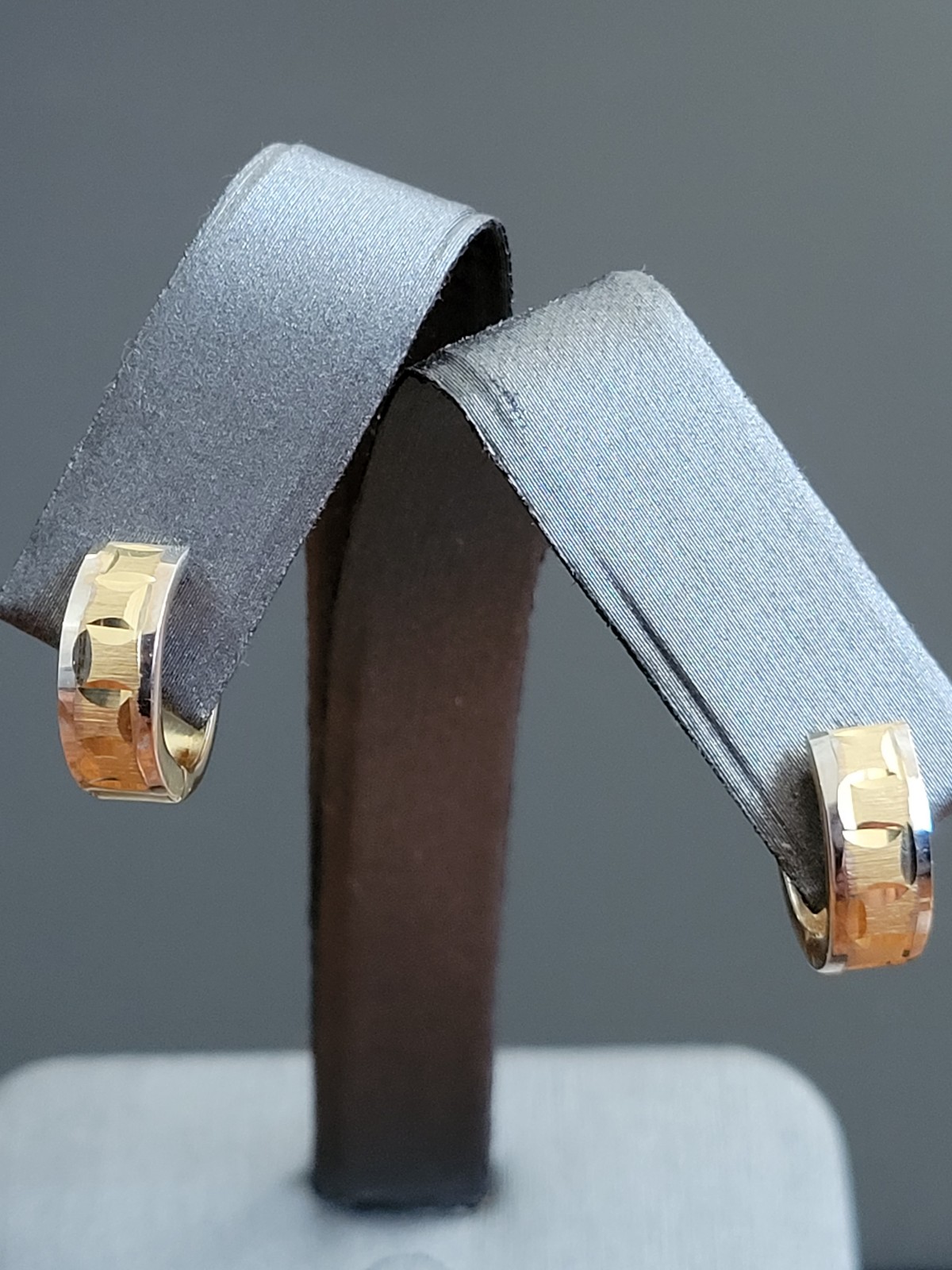 14k gold two tone earrings