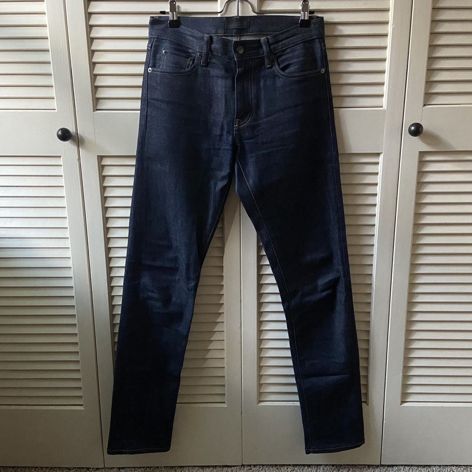 Uniqlo Selvedge Denim Slim Straight Low Rise Jeans Pants Kaihara Mens Size 28x34