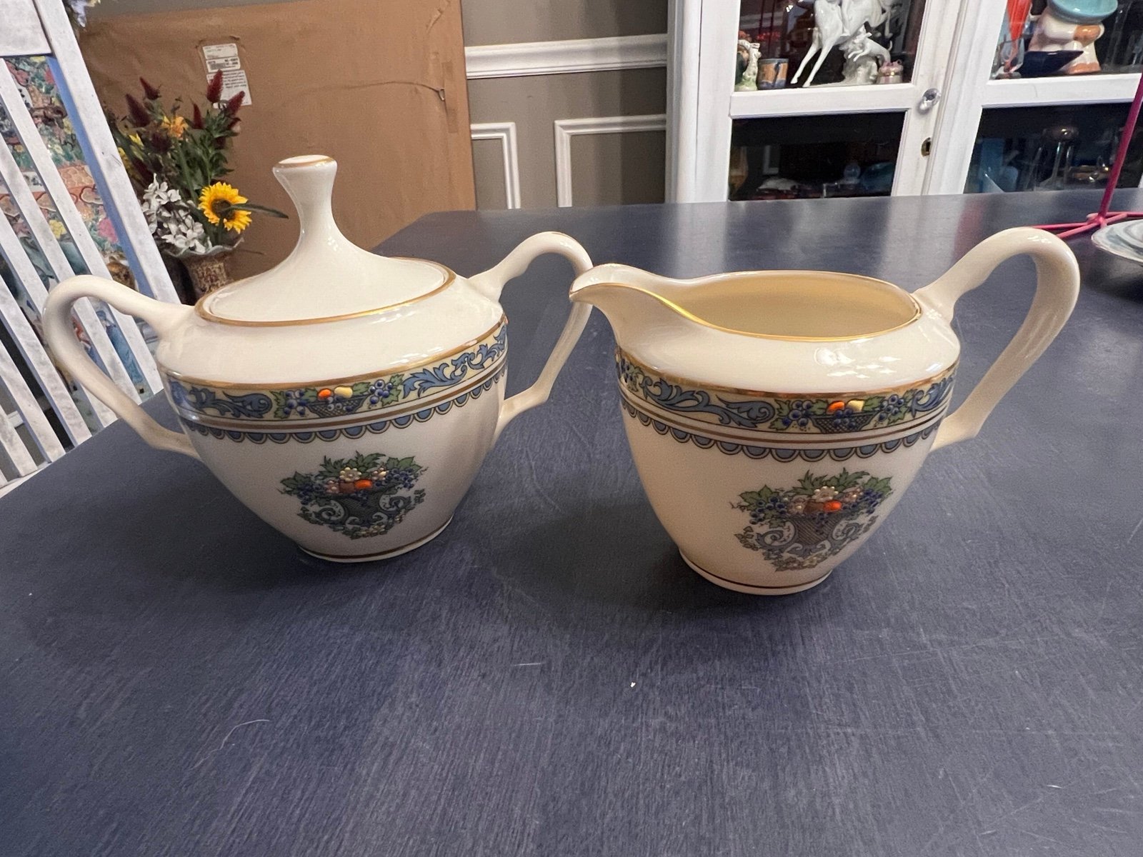 Lenox Autumn Cream and Sugar Set Gold Stamp