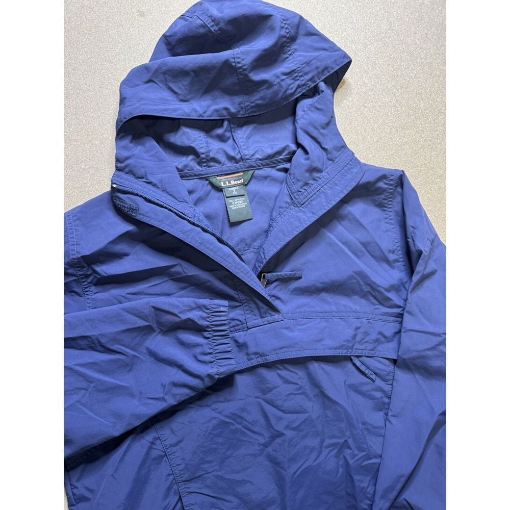 Vintage LL Bean Jacket Womens Small BLUE Anorak Windbreaker Gorpcore 90s