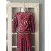 Vintage 80s Susan Freis Dress Floral Stripe Shoulder Pad Pleated Skirt Outfit