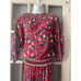 Vintage 80s Susan Freis Dress Floral Stripe Shoulder Pad Pleated Skirt Outfit