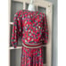 Vintage 80s Susan Freis Dress Floral Stripe Shoulder Pad Pleated Skirt Outfit