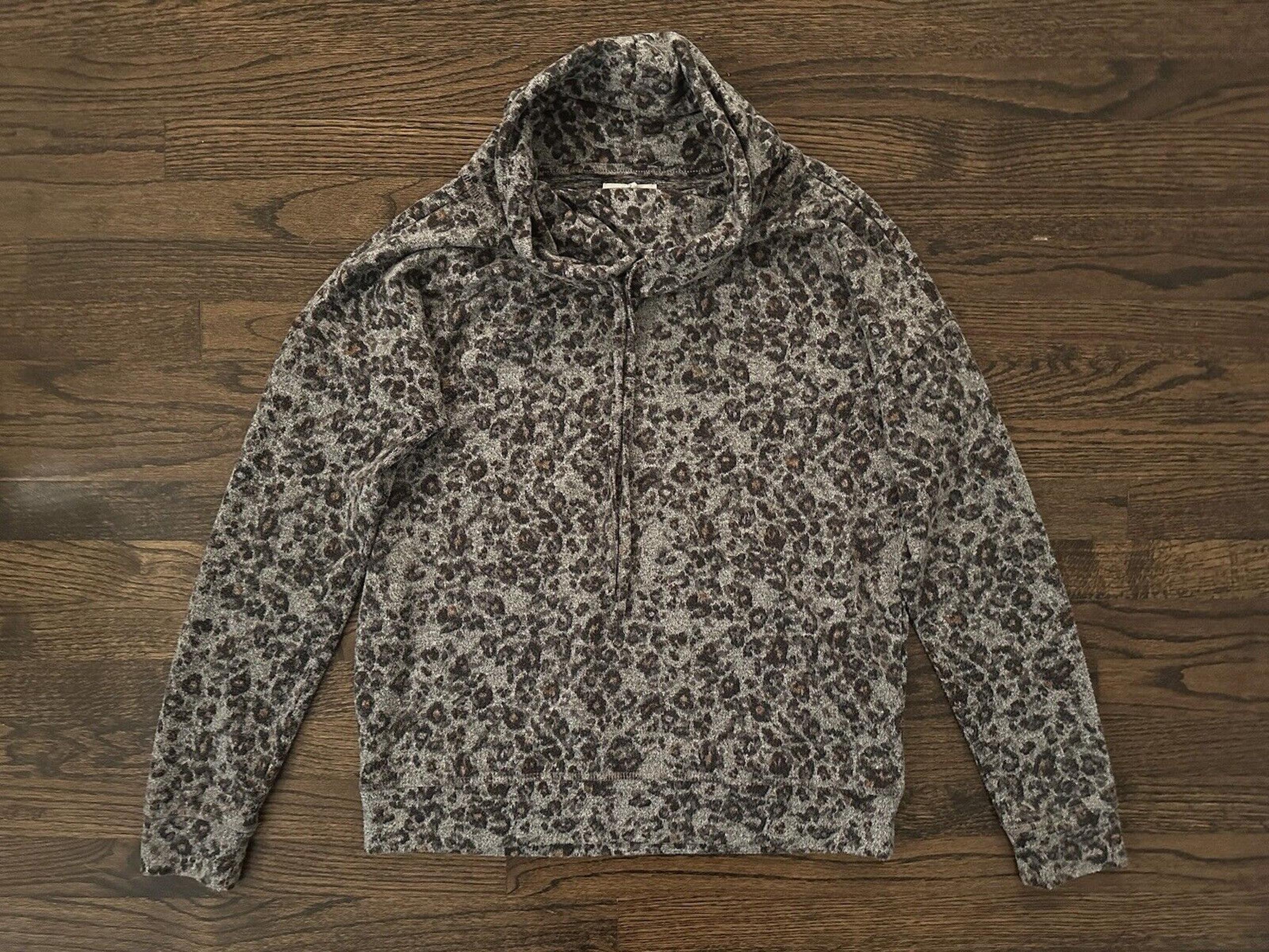 Maurices Lakeside Cozy Cheetah Sweatshirt Cowl Mock Neck Sweater Red Women Small