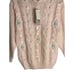 NWT Grandmacore Cottagecore Vintage Pink Embroidered Ribbon Knit Sweater-sz Medi