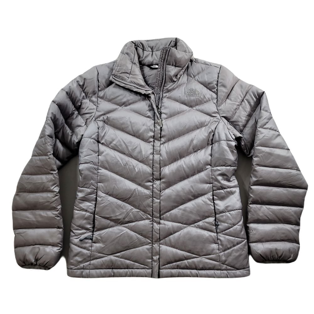 The North Face Goose Down Puffer Jacket Womens Small Silver Grey 550