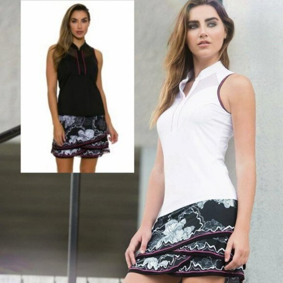 Nwt Lucky in Love Golf Skirt Skort Shorts black white XS