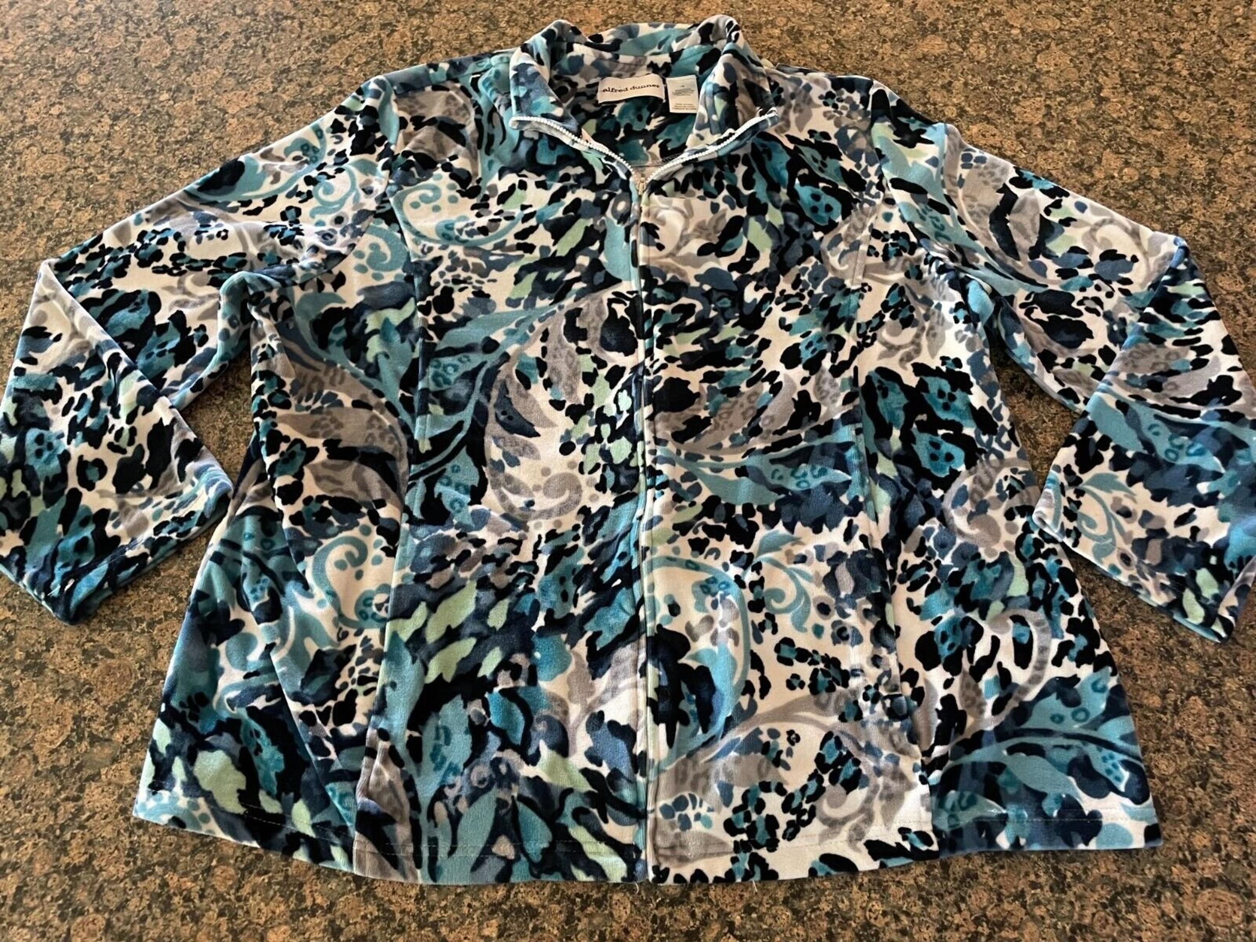 Women's Alfred Dunner fleece jacket size 18 blue floral zip-up