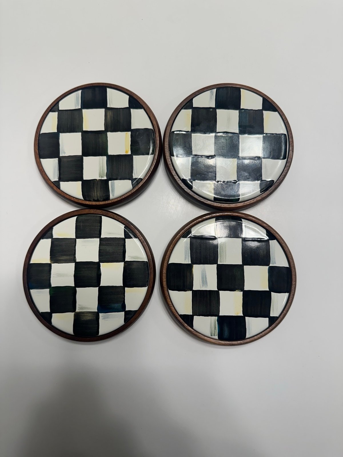 Mackenzie Childs Courtly Check Enamel Coasters