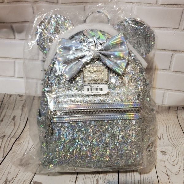 Loungefly Disney Holo Holographic Glitter Mickey Ears Backpack RARE NWT