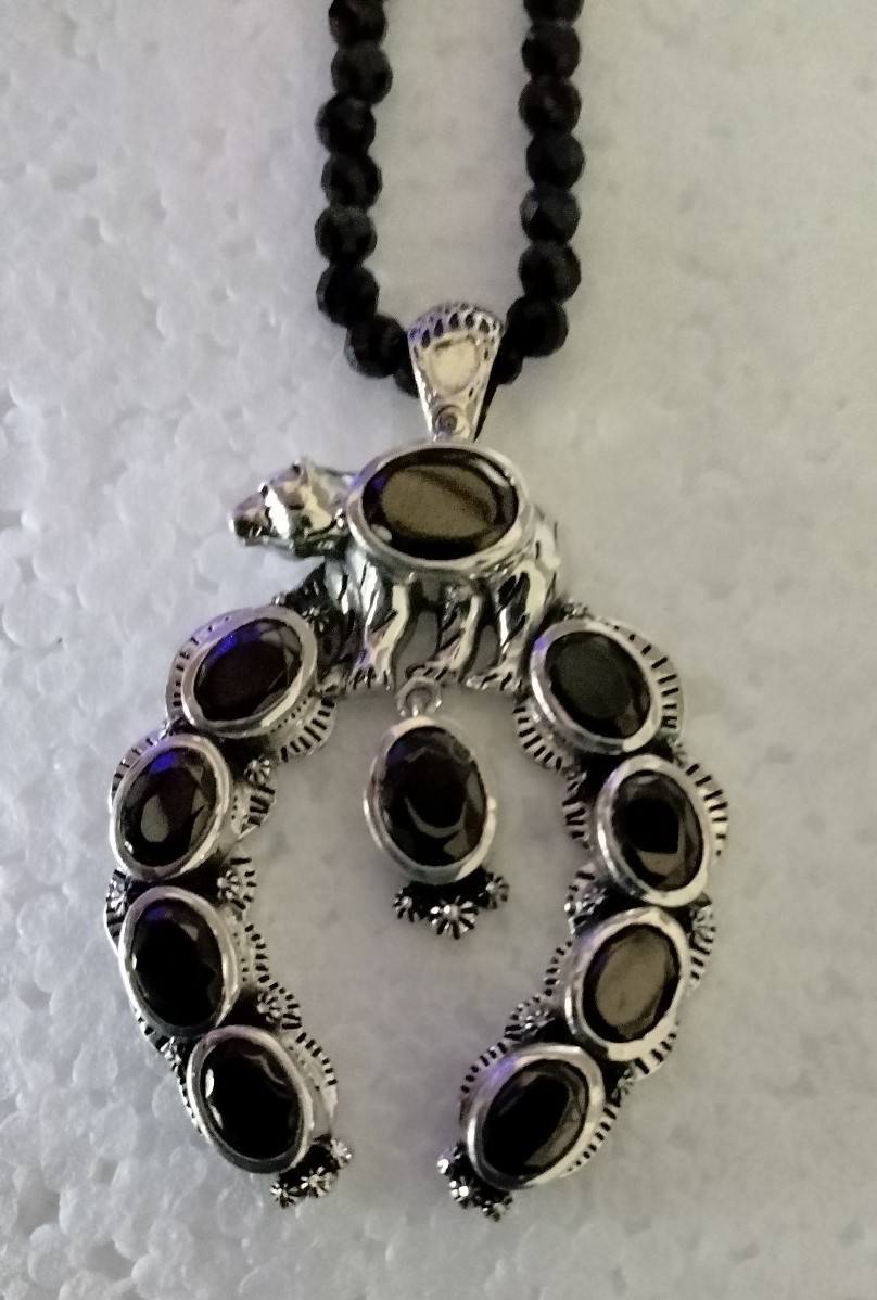 Shunkite & Spinel Sterling Silver Necklace