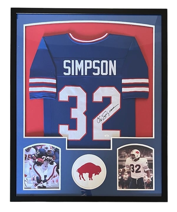 OJ Simpson Signed Buffalo Bills 34x42 Football Jersey JSA